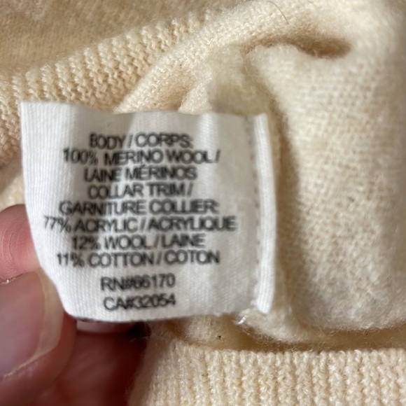 Cream wool shawl collar sweater, Angel of the North - Picture 4 of 4